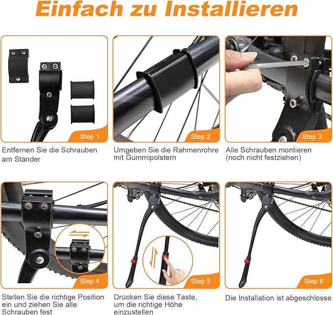 NICEDACK Bike Kickstand, Adjustable Kickstand Aluminium Alloy Bicycle Kickstand for Mountain Bike/700 Road Bike/BMX/MTB 22'' 24'' 26'' 27.5'' 28inches Adults Bike