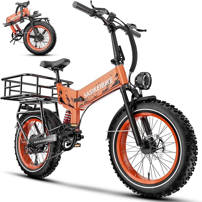 1500W Folding Electric Bike for Adults,52V 20Ah Removable Battery Ebike with 30+MPH 70 Miles Max,20" x4.0 Fat Tire E-Bike, Foldable Dual Suspension Electric Bicycle for Commute,Mountain