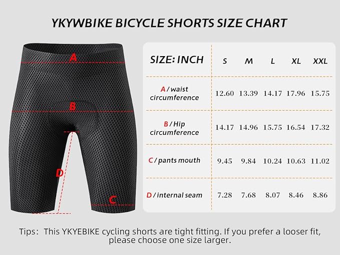 YKYWBIKE Cycling Pants for Men - Elastic Interface Padded Compression Pants Bicycle Pants Cycling Tights Leggings Bike Shorts