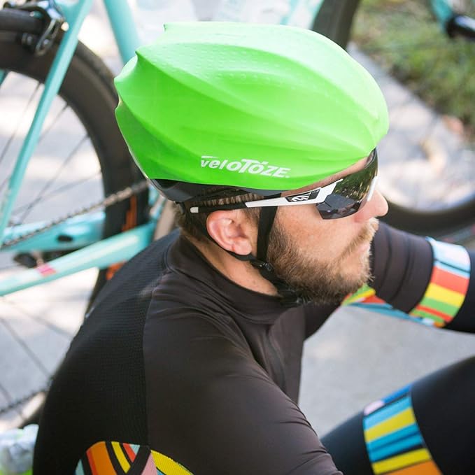 veloToze Cycling Helmet Cover, fits Most Bike Helmets - Keeps Wind, rain and Sun Away from Head; Bright Colors for Visibility