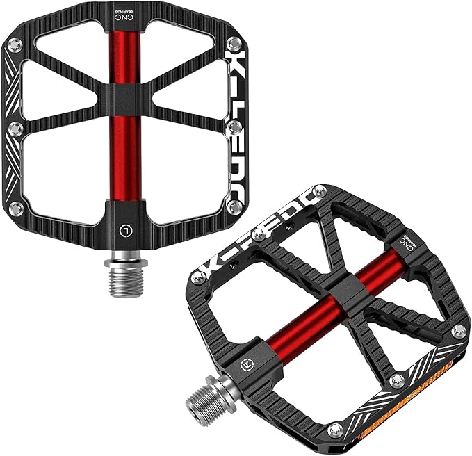 MTB Mountain Bike Pedal Platform Flat Bicycle Pedals Aluminum Alloy Non-Slip 9/16" Metal Bike Pedals with 3 Bearings for Road, BMX