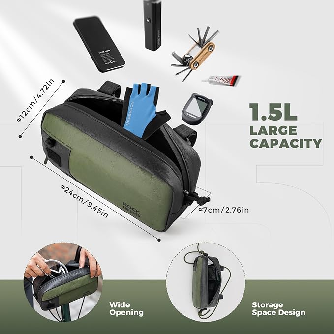 ROCKBROS Bike Handlebar Bag,Bicycle Front Bag of Mountain Road Bikes Commuter Shoulder Bag Cycling Storage Bag Professional Cycling Accessories