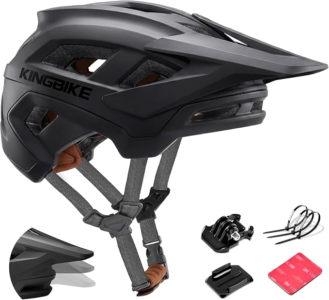 KINGBIKE NTA-8776 Mountain Bike Helmet Professional Ebike Helmets with 3-Level Adjustable Visor & Camera Mount E-MTB Helmet for Adults Men Women Youth E-Bike Safety Certified