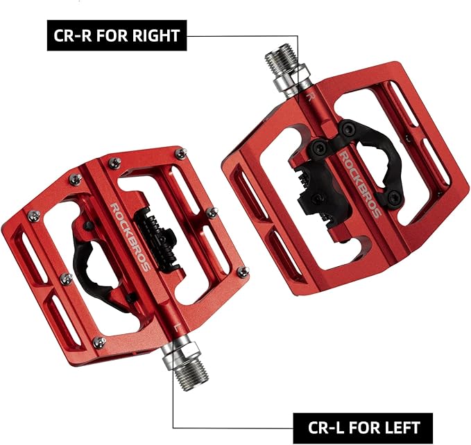 ROCKBROS MTB Mountain Bike Pedals Compatible with SPD Mountain Bike Dual Function Sealed Clipless Aluminum Bicycle Flat Platform 9/16" Pedals with Cleats for Road, MTB, Mountain Bikes