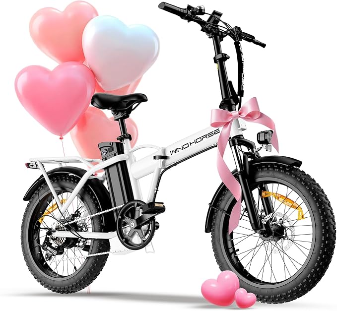 Foldable Electric Bike, Peak 983W Motor Ebike, 40-70 Miles & 20 MPH, 48V Removable Battery, 20" Fat Tire All-Terrain Electric Bicycle for Adults with 7-Speed, Suspension, Rear Rack, UL2849 Certified