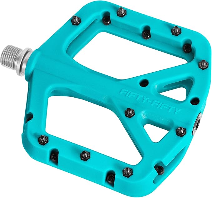 FIFTY-FIFTY Mountain Bike Pedals, Non-Slip MTB Nylon Composite, 9/16" Bicycle Pedals, Lightweight and Wide Flat Platform