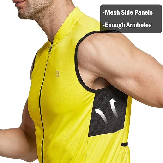 baleaf Men's Sleeveless Cycling Jersey Road Bike Shirt Bicycle Biking Tank Tops Full Zip Pockets SPF UPF50+