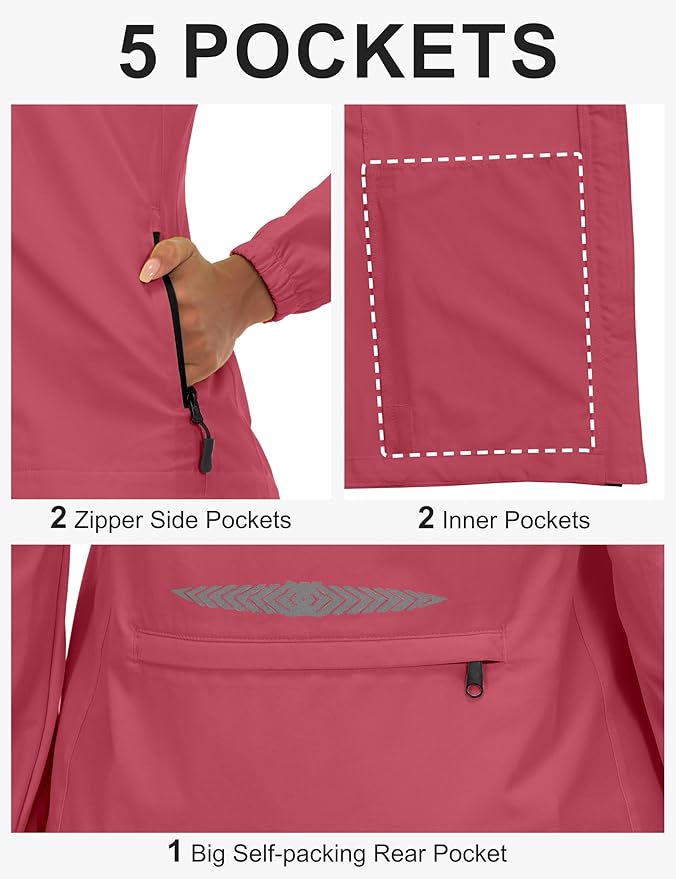 Little Donkey Andy Women's Lightweight Waterproof Cycling Jacket with Removable Sleeves for Biking Running Golf