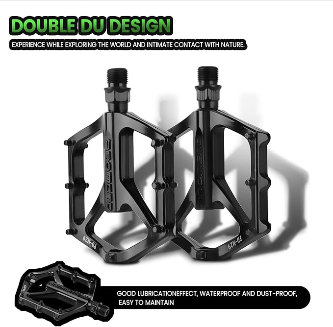 Mountain Bike Pedals,Road/MTB Flat Pedals, Non-Slip Lightweight Aluminum Alloy Bicycle Pedals, Fits 9/16" Road Mountain BMX MTB Bike Pedal