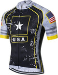 Cycling Jersey Men USA Summer Bike Short Sleeve 3-Pockets Breathable Quick-Dry Shirt S-3XL