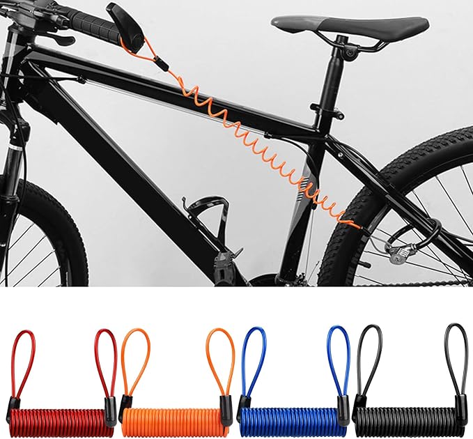 Motorcycle Disc Lock Spring Reminder,Motorcycle Reminder Cable Disc Lock Cable Anti-Theft Spring Wire Rope Motorcycle Bike Scooter Disc Lock Security Cable