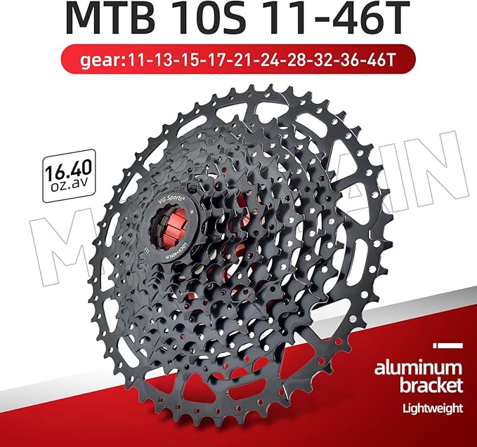 VG SPORTS 8/9/10/11/12 Speed Ultra-Light Bike Cassette for Mountain Bike 11-40T/11-42T/11-46T/11-50T/11-52T MTB Cassette Lightweight Aluminum Bracket Cassette