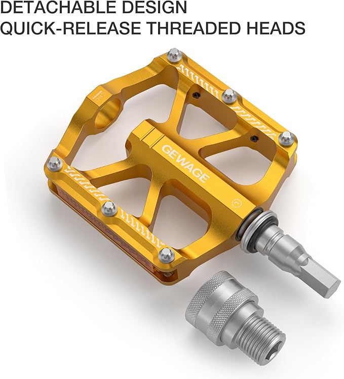 Bike Bicycle Pedals - 9/16” Quick Release Pedals Aluminum Flat Pedals - 3 Bearings Bicycle Pedals with Reflectors for Mountain Road BMX MTB Folding Bike
