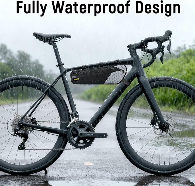 ENLEE Bicycle Frame Bag, 2.5L Large Mountain Bike Frame Bag, Waterproof & Shockproof Triangle Bike Bag Perfect Storage Phone/Tool For Road Gravel Bikes, Easy Installation With Straps, White