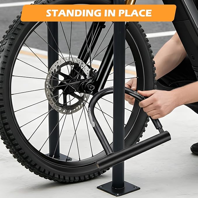 33" U-Shaped Bike Rack 2-3 Bikes Capacity Bicycle Parking Rack Heavy Duty Steel Bike Holder Weather-Resistant Floor Mount Bicycle Stand for Outdoor Streets, Yards, Parks, Sidewalks & Garages