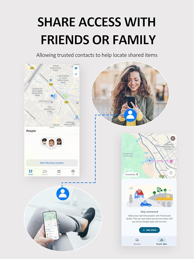 Tracker Tags for Android & iOS, Key Finder Tracking Device Smart Tracker Tag for Luggage, Wallet, Bike, Bags - Both Works with Apple Find My & Google's Find Hub - 2 Pack