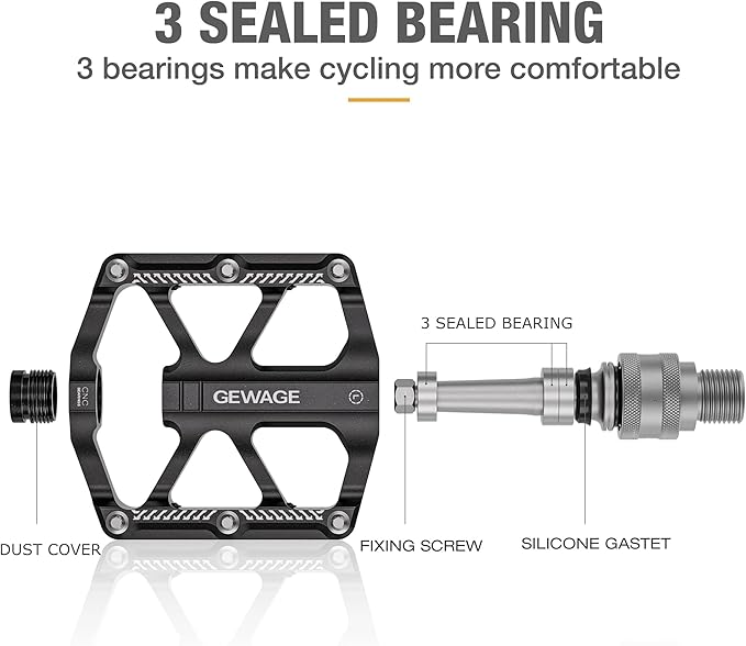 Bike Bicycle Pedals - 9/16” Quick Release Pedals Aluminum Flat Pedals - 3 Bearings Bicycle Pedals with Reflectors for Mountain Road BMX MTB Folding Bike
