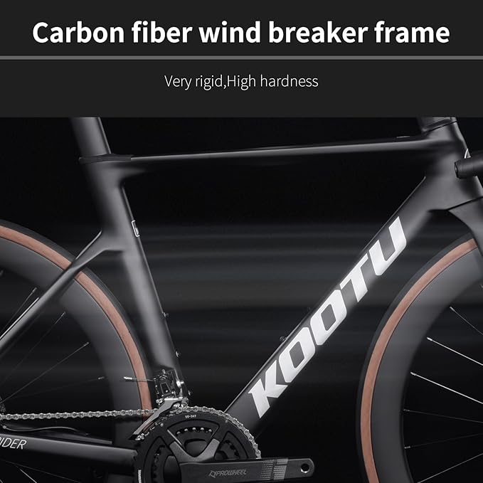 KOOTU Carbon Road Bike, Full Carbon Fiber Disc Brake Lightweight Racing Bicycle with Shimano 105 R7120 24 Speed Groupset and Hydraulic Disc Brake for Adult
