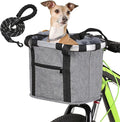 Detachable Bike Basket, Dog Cat Bicycle Handlebar Front Bag Pet Carrier with 5 FT Dog Leash for Cycling, Shopping, Picnic, and Outdoor