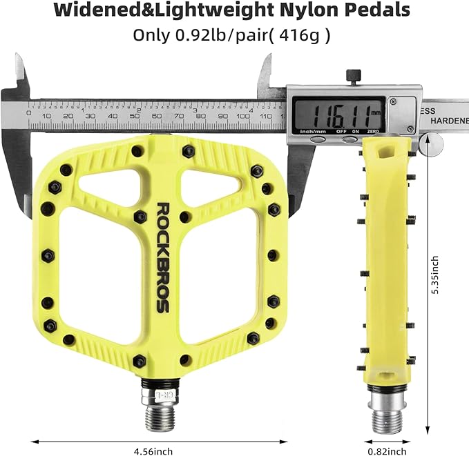 Rock BROS Mountain Bike Pedals Nylon Composite Bearing 9/16" MTB Bicycle Pedals with Wide Flat Platform