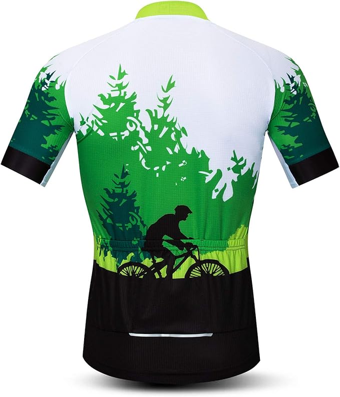 Men Cycling Jersey Skull Bike Short Sleeve Tops Quick-Dry Reflective 3-Pockets S-3XL