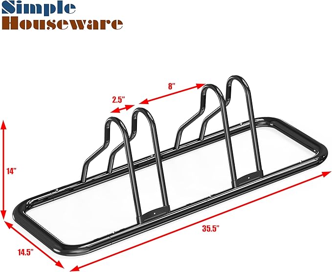 Simple Houseware 2 Bike Bicycle Floor Parking Adjustable Storage Stand, Black