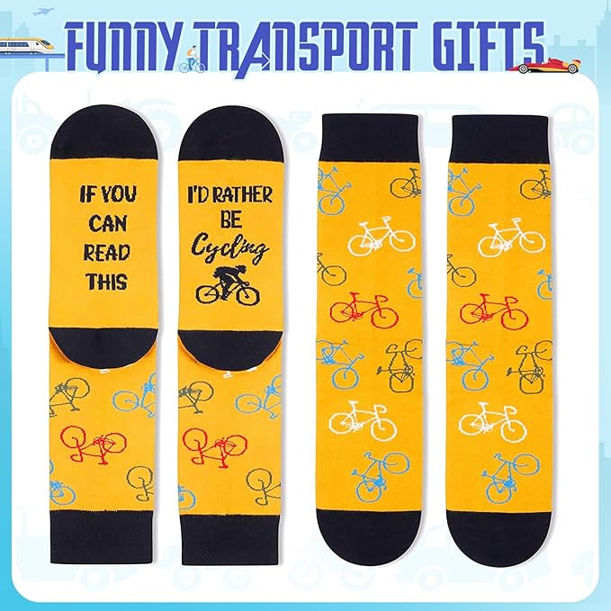 Zmart Transportation Gifts for Men Women - Airplane Cycling Race Car Socks for Adult