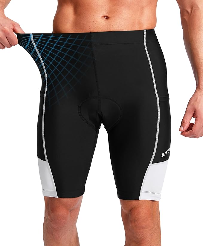 Bikewa Men's Bike Shorts 3D Padded Cycling Road Biking Mountain Riding Biker Bicycle UPF 50+ Cycle Shorts Zipper Pockets
