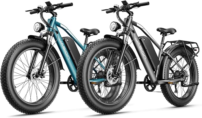 Jasion EB5 MAX Electric Bike for Adults with 2000W Peak Motor, 48V 15Ah (720Wh) Battery Electric Mountain Bike, 26'' x 4'' Fat Tire Ebike, 28+MPH Speed, Cruise Control, with Fenders, Rear Rack