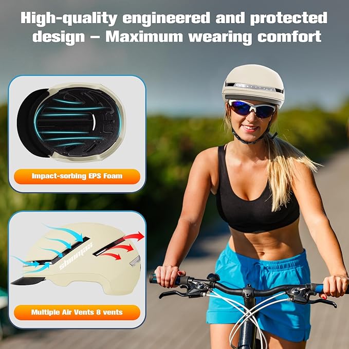 Shinmax Bike Helmet with Turn Signals, NTA Certified up to 45km/h, Bicycle Helmet for Men Women with USB Rechargeable Rear Light, Viser, Cycling Helmet for E-Bike & S-Pedelec,Scooter, Commuter, Adults