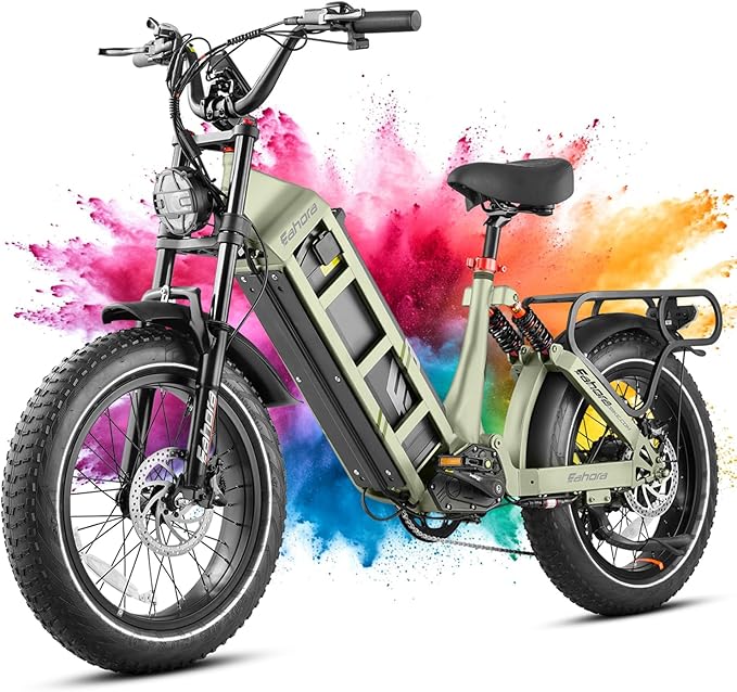 2026 eAhora Juliet Pro 2 EBike - Dual Motor 5400W/1200W 30-43MPH 60V 70Ah 200Mile Long Range Electric Bike for Adults, 20'' Fat Tire Fast Electric Mountain Bike Full Suspension Electric Bicycle