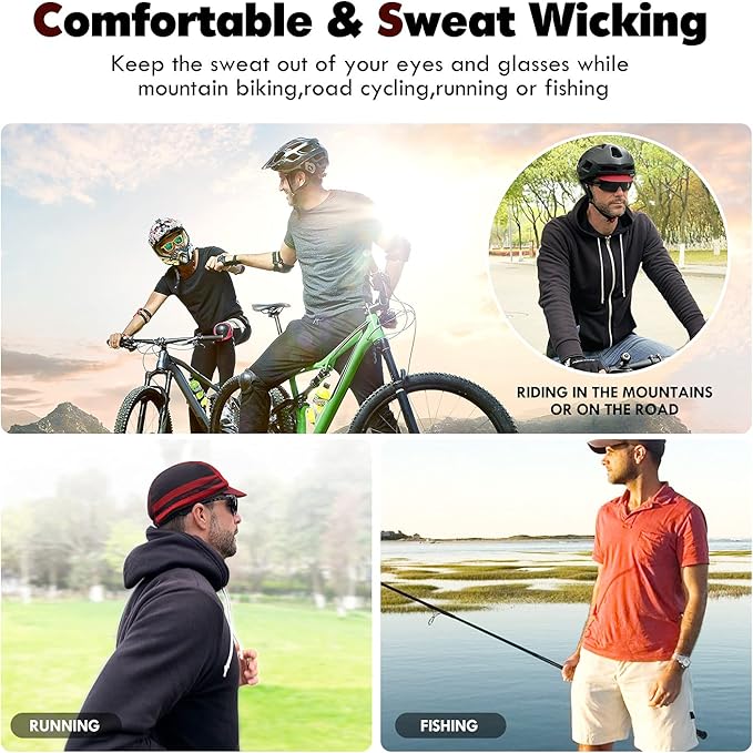 Hikenture Cycling Cap,Cooling Skull Cap Bike Hat with Sun Visor, Summer Breathable Helmet Liner Biking Cap for Men Women
