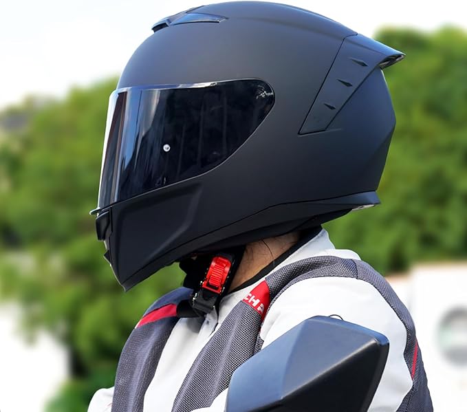 Full Face Motorcycle Helmet,Helmets for Adults Motorcycle, MG611 Motorbike Racing Street Bike Helmets with Black Visor for Men Women,DOT Approved (Matte Black-B, XL)