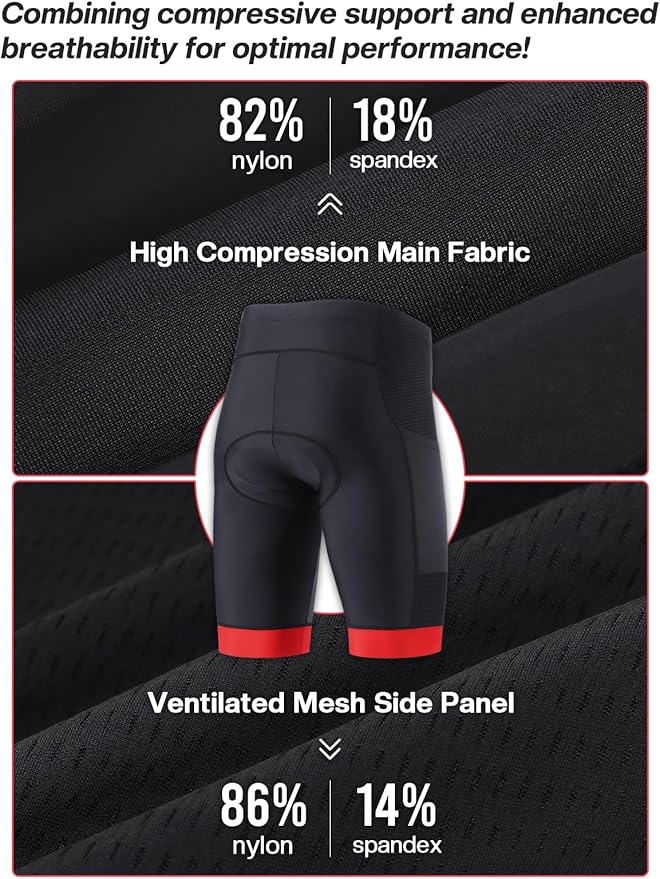 ARSUXEO 4D Padded Bike Shorts for Men Cycling Shorts with Phone Pockets Bicycle Biking Shorts