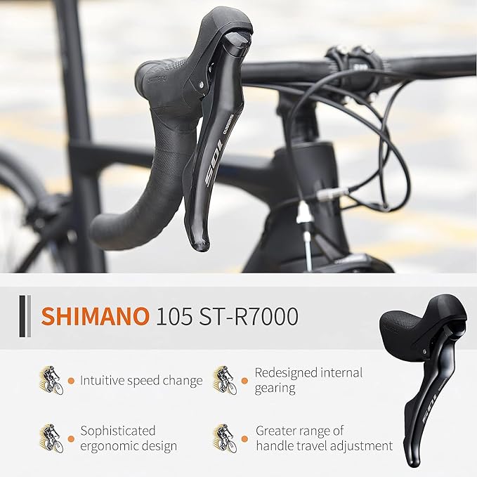 SAVADECK Carbon Road Bike, Windwar5 Carbon Fiber Frame 700C 25C Tire Racing Bicycle with Shimano 105 22 Speed Groupset Ultra-Light Bicycle for Men/Women
