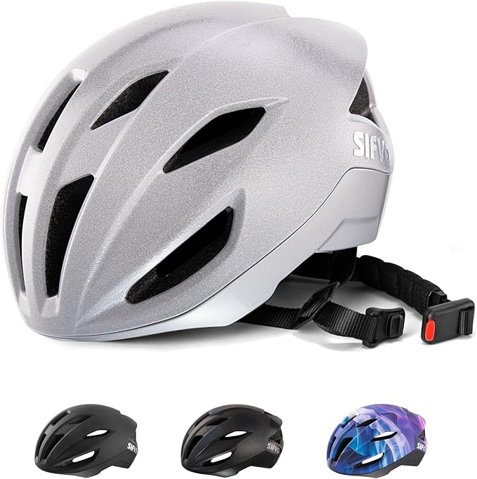 Adult Bike Helmet, SIFVO Road Bike Helmet Adjustable 55-58cm, Magnetic Buckle Lightweight Cycle Helmet for Men and Women Commuting Cycling Scooter Helmet
