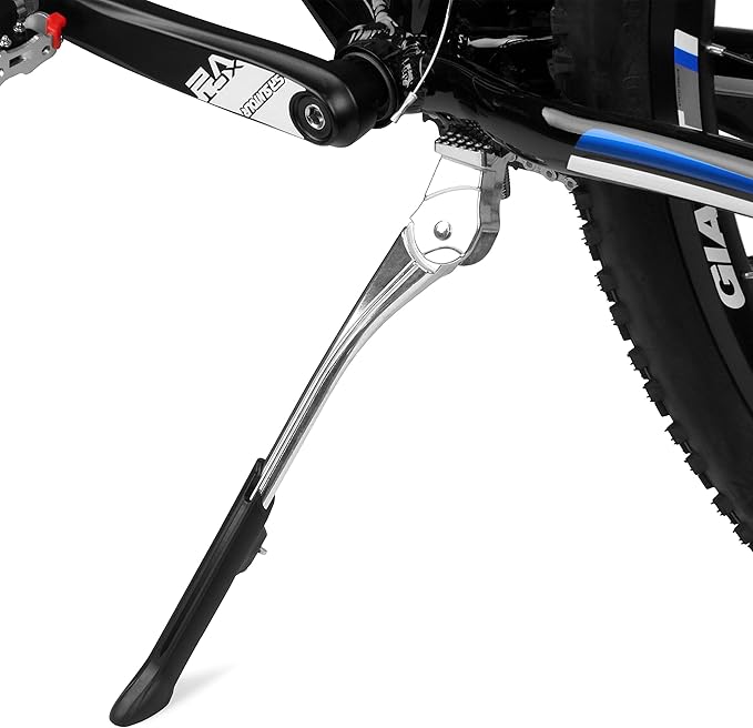 BV Rear Bike Stand for 24”-29” - Adjustable Bikes Kickstand for Adult Bike with Non-Slip Foot & Spring-Loaded Latch for Stable Any-Angle Stance - Bicycle Stand for Mountain, City & Hybrid Bikes