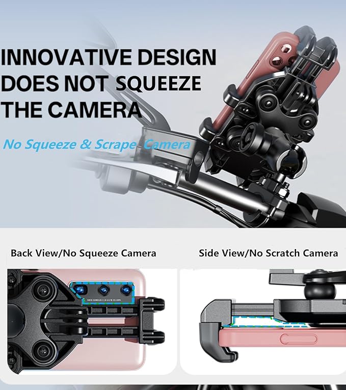 Kewig Motorcycle Phone Mount with Vibration Dampener, Anti-Shake Cellphone Cradle with Metal Handlebar Mounting Base Bike Phone Holder for Motorcycle Scooter ATV Fit 5.4-6.9" Phone
