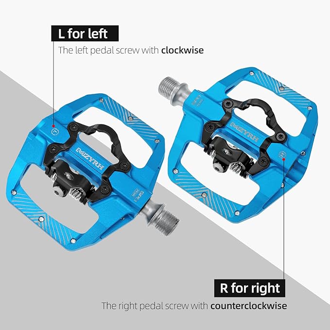 MZYRH Pedal,MTB Mountain Bike Pedals Compatible with Dual Function Sealed Clipless Aluminum 9/16" Bicycle Flat Platform with Cleats for Road, MTB