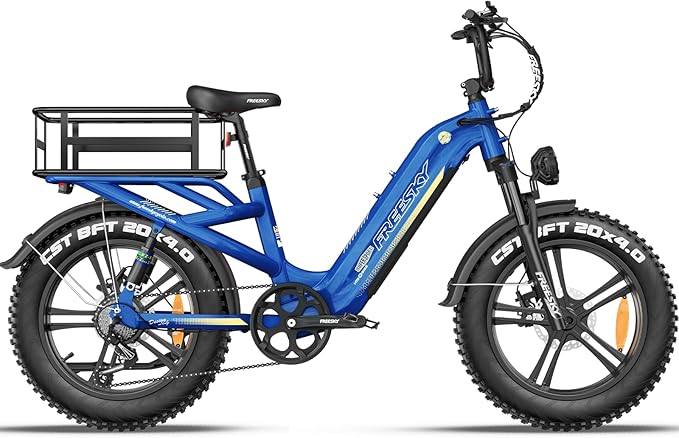 FREESKY 2500W Electric Bike for Adults,105 Miles 48V 25Ah Samsung Cells Battery Step-Thru E Bike, 33MPH Hydraulic Brakes Fat Tire EBike, 20" Full Suspension for Cargo Bicycles UL2849 Certified by TÜV