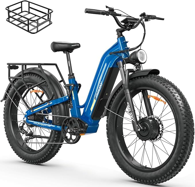 FREESKY Ranger AIR Dual Motor Electric Bike for Adults, 3500W 200NM Fast Ebike,105Miles Long Range E Bike,Full Suspension Electric Mountain Bike, 26'' Fat Tire Electric Bicycle for Man Womens Hunters