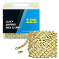 Gold Bike Chain 12 Speed Bike Chain,1/2 x 11/128 Inch,116 Links, Alloy Steel,Triple Strand,Suitable for Mountain Bike Road Bike