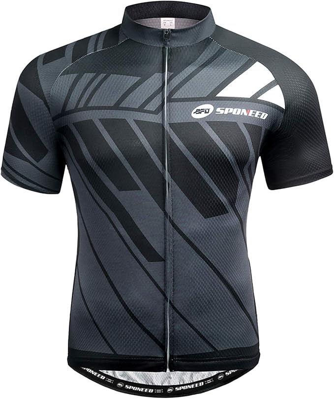 sponeed Men's Cycling Jerseys Tops Biking Shirts Short Sleeve Bike Clothing Full Zipper Bicycle Jacket with Pockets