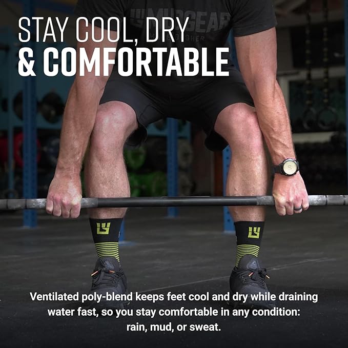 Crew Length Trail Running Socks, Quick-Drying Mid-Calf Socks with Arch Support, Sweat-Resistant, Breathable Athletic Socks