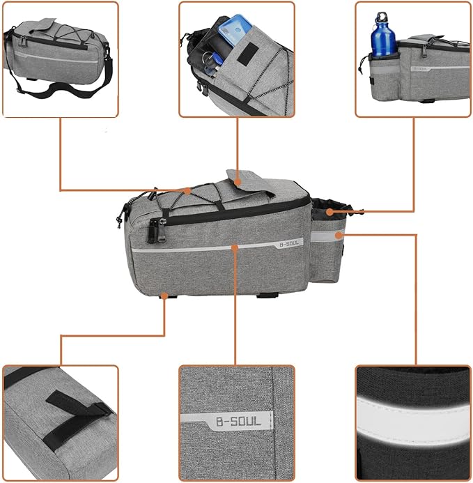 Bike Bag Back Rack Bag Waterproof Bicycle Panniers Carrier Cooler Big Capacity With Bottle Bag For Rear Rack