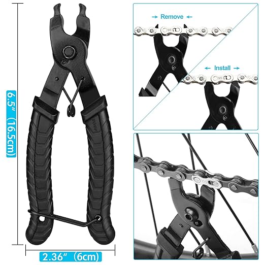 Bike Chain Repair Tool Kit with Single Speed Chain, Chain Breaker with Hook, Bike Link Plier and 6 Pairs Bicycle Buckle for Road Mountain Racing Cycling