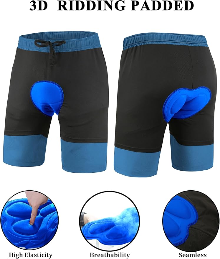 Men's Mountain Bike Shorts 3D Padded Baggy Bicycle Riding Cycling Shorts Quick Dry Lightweight Biking Shorts