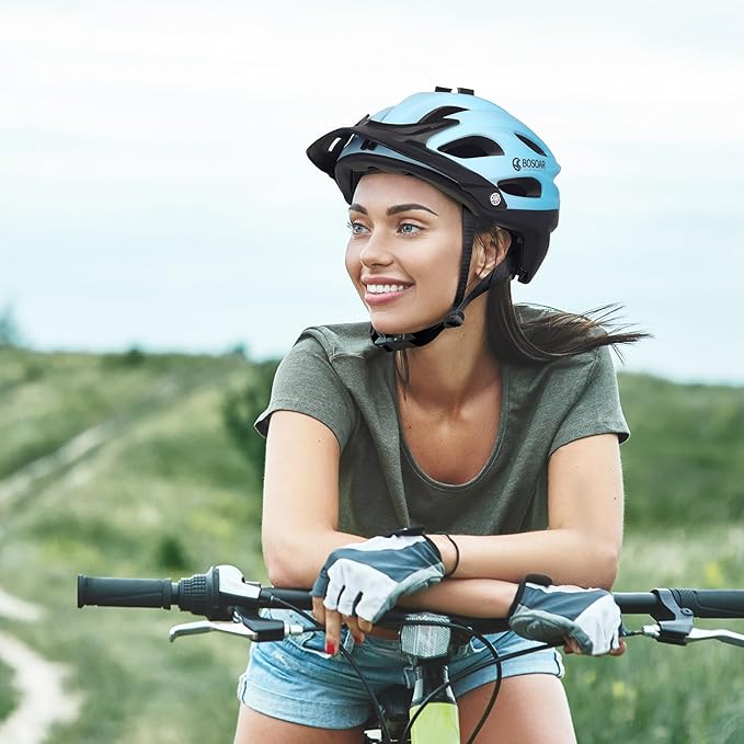 Mountain Bike Helmet,Adult Cycling Helmet with Camera Mount and Detachable Visor for Men Women Youth,Suggested Fit 55-61 Cm