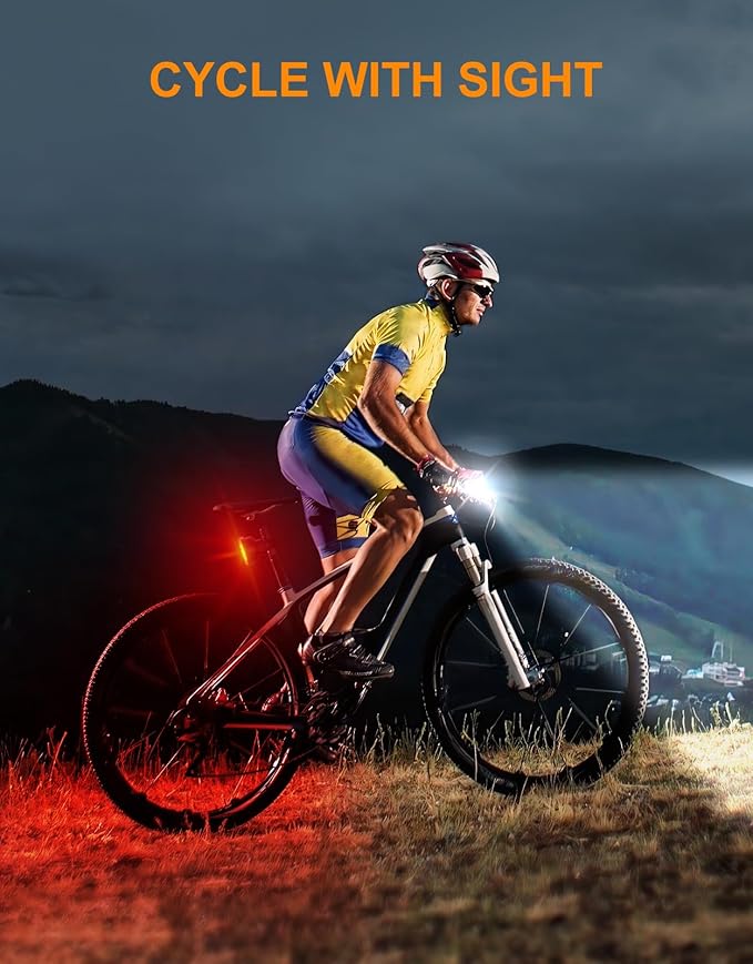 2026 Ultra Slim Bike Lights with Reflectors, 8+6 Modes Bike Headlight and Tail Light Assemblies Motorcycle, IP65 Waterproof & Dual USB-C 1-2 Hrs Fast Charge Bike Lights for Night Riding Cycling