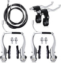 Boao Complete V-Type Bike Brake Set, Front and Rear Bike MTB Brake Inner and Outer Cables and Lever Kit Includes Calipers Levers Cables (Silver)
